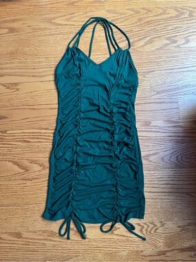 ASOS Petite Forest Green Ruched Mini Dress